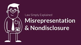 Misrepresentation and Nondisclosure  Contracts  Defenses amp Excuses [upl. by Htebaras742]