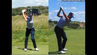 Justin Thomas golf swing  Long Iron faceon amp downtheline July 2017 [upl. by Gearalt447]