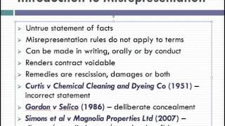 Misrepresentation Lecture 1 of 4 [upl. by Tihor]